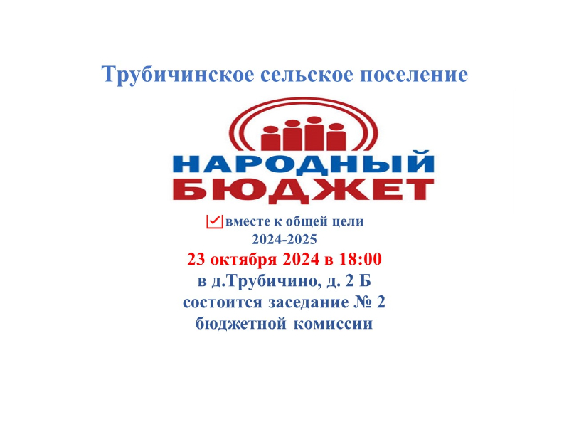 23 октября 2024 в 18:00 состоится заседание №2 бюджетной комиссии.